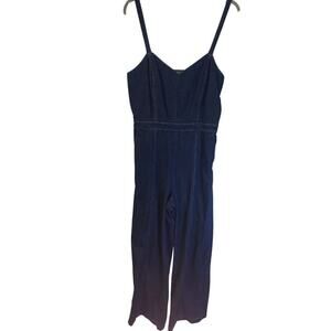 Banana Republic Women's Sweetheart Denim Jumpsuit Tall Size 12T Dark Wash Cutout